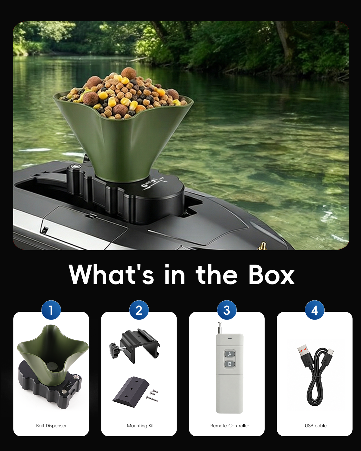 360° Rotating Bait Dispenser & - đánh giá và giá Fish Finder Cable