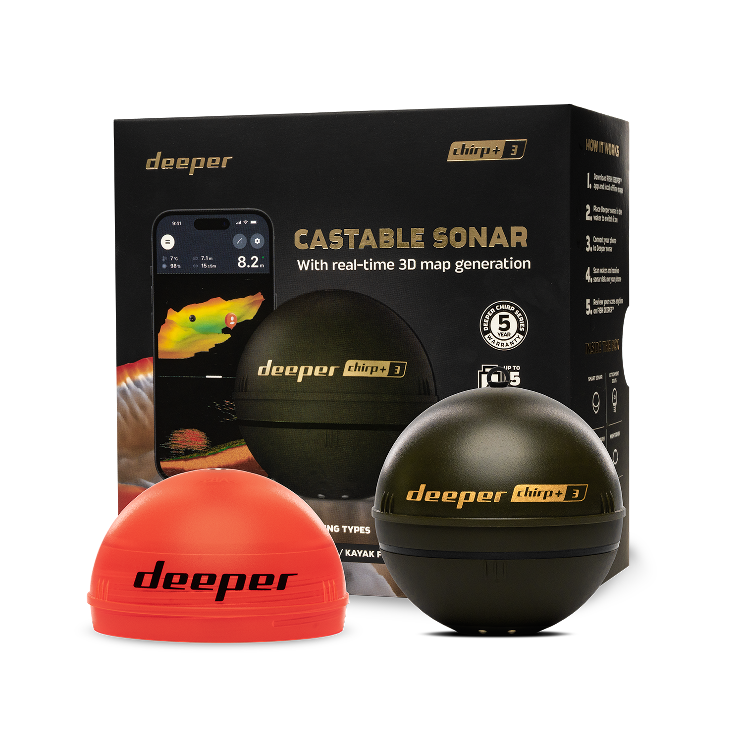 Deeper Smart Sonar Chirp+3 Fis - đánh giá và giá Fish Finder Gps