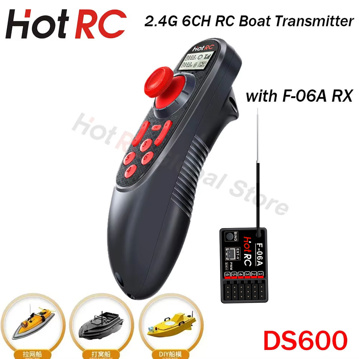 HOTRC DS600 6CH 6 Channel 2.4G - đánh giá và giá Fish Finder Battery