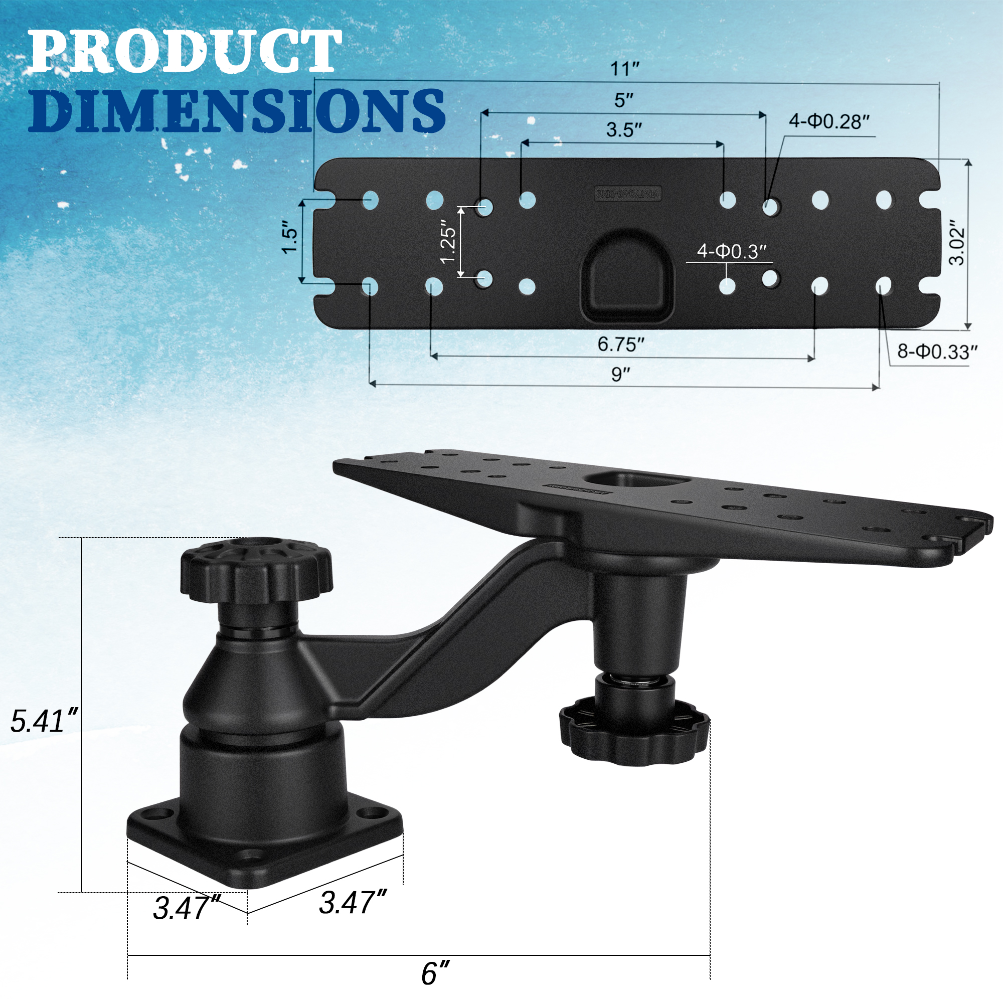Heavy-duty vertical base mount - đánh giá và giá Fish Finder Mount