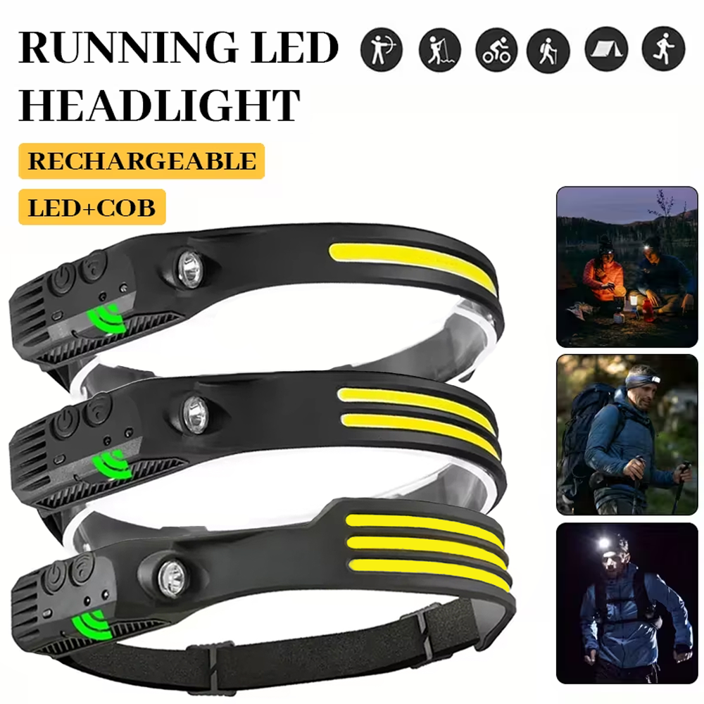 COB LED Induction Headlamp USB - đánh giá và giá Fish Finder Battery